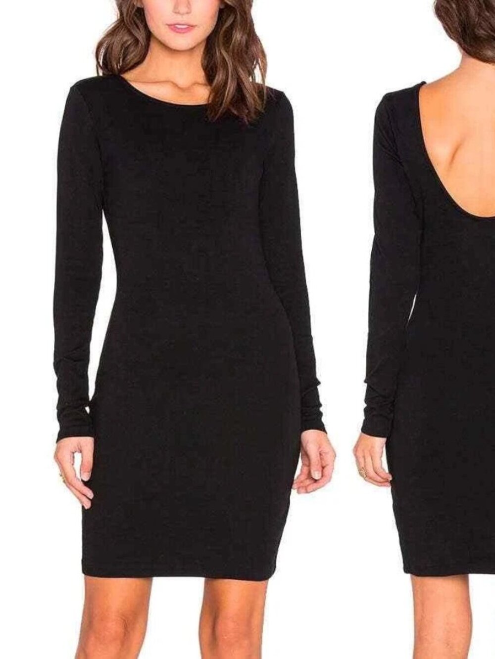House of Harlow Scoop Back Long Sleeve Bodycon Dress